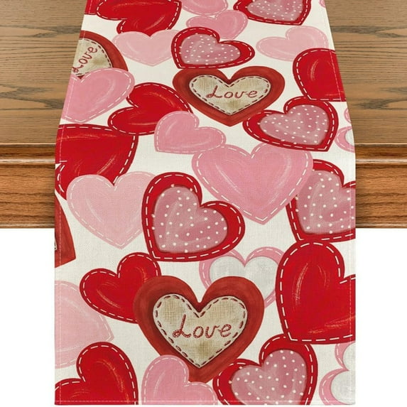 Kbndieu Valentines Day Table Runner, 13 x 72 Inch Love Heart Table Runner for Valentines Decorations, Winter Holiday Table Runners Valentines Day Decor Home Romantic Decorations on Clearance
