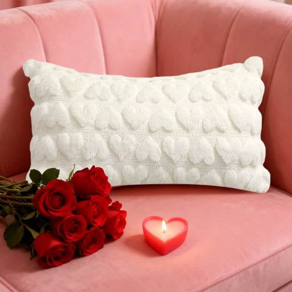 Kbndieu Valentines Day Throw Pillow Covers, Valentine Love Heart Decorations Holiday Farmhouse Wedding Embroidery Pillow Cushion Case Decor for Sofa Couch, 12 x 20 Inch