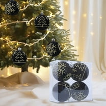 Kbndieu Velvet Christmas Balls Ornaments Set for Christmas Tree Decorations 4PCS Flocked Christmas Tree Ornaments Hanging Balls for Indoor Holiday Christmas Decor (Black,2.36 Inch)