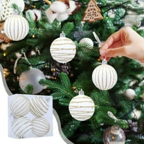Kbndieu Velvet Christmas Ornaments Set for Christmas Tree Decorations, White Flocked Christmas Balls Shatterproof Christmas Tree Ornaments Hanging Decorations (4PCS, 2.36inch)