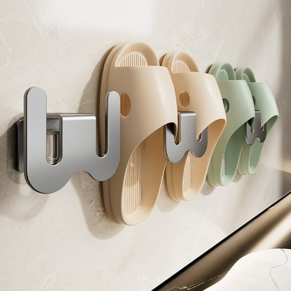 Kbndieu Wall Mounted Shoe Rack, Hanging Shoe Organizer with Sticky Mounts, Door Shoe Hangers with Hooks, Shoes Holder Storage Organizer No Drilling Gray