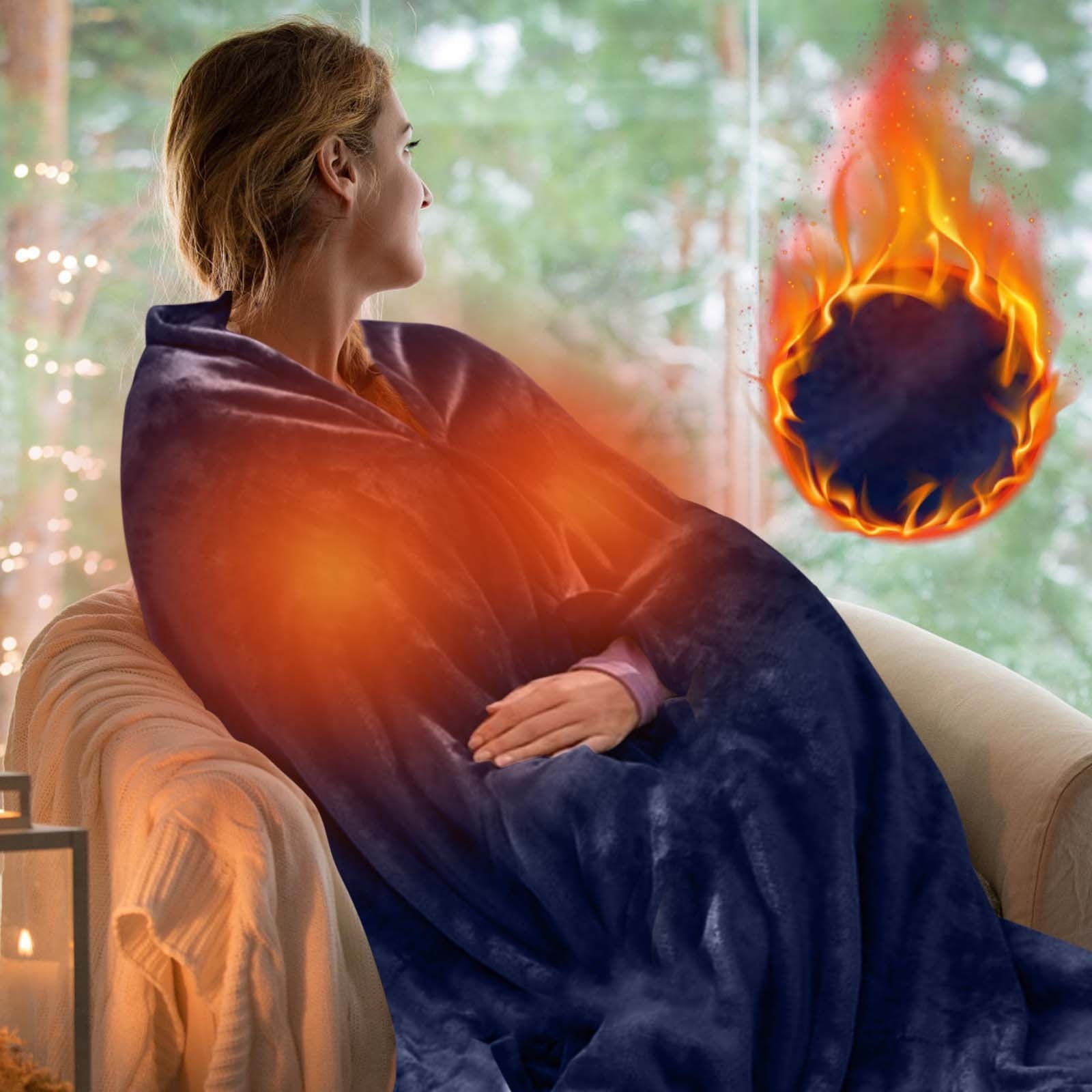 Kbndieu Wearable Heated Blanket, USB Electric Heated Wrap Poncho Shawl for Outdoors, Cozy Flannel Electric Blanket Throw for Grandma Mom Women, USB Operated, Washable on Clearance