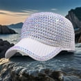 thumbnail image 1 of Kbndieu Women Men Studded Rhinestone Crystals Adjustable Baseball Cap Sparkle Bling Casual Sports Cap Breathable Sun Hat, White, 1 of 6