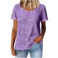 thumbnail image 1 of Kbndieu Women's Sequin Sparkle Tops Shimmer Glitter Round Neck Short Sleeve Shirt Summer Party Tee Shirts Tunic Blouse Solid Color Pullover Shirt Womens Tops Casual, 1 of 6