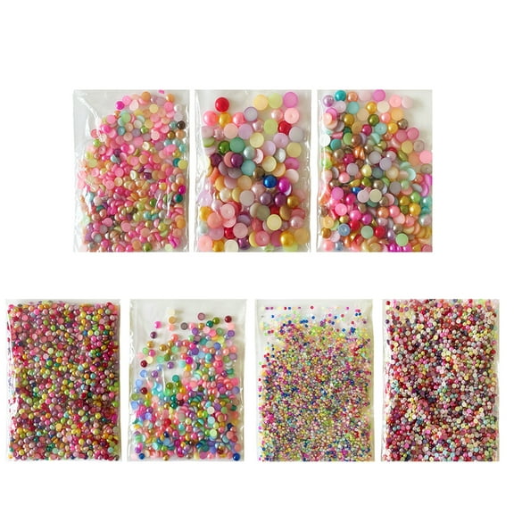 Kbraveo 10000 Pieces 7 Sizes Mixed Color Half Pearl Bead Flat Back Plastic Beads, Craft Pearl Beads for Nail Art Scarpbook Clothes Embellishment DIY Jewelry Making(Multicolor,2mm-10mm)