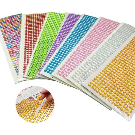 Kbraveo 8 Sheets 4032 Pcs 6mm Colorful Rhinestone Sticker,Self Adhesive Rhinestone Stickers ,Self Adhesive Crystal Gem Jewels Sticker for Makeups,Body,Nails,Scrapbooking Embellishments and DIY Crafts