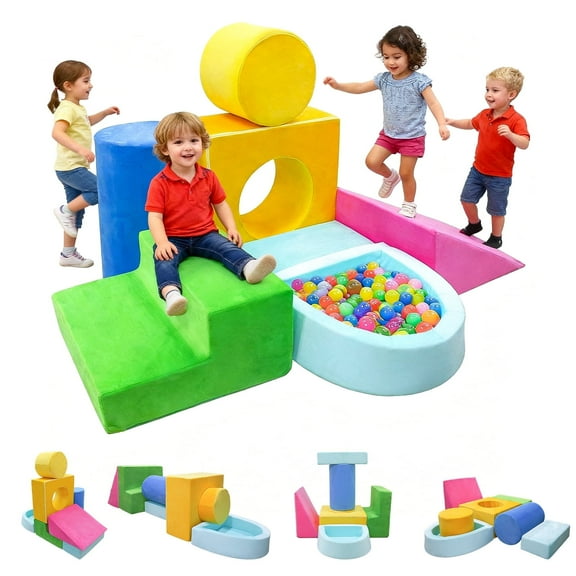 Kbun Large 7pcs Foam Climbing Blocks, Toddlers Climbing Toys for Climb, Crawl and Slide for Nursery, Living Room, Children's Room, Indoor Climb and Crawl Activity Play Set for Toddler 1-3