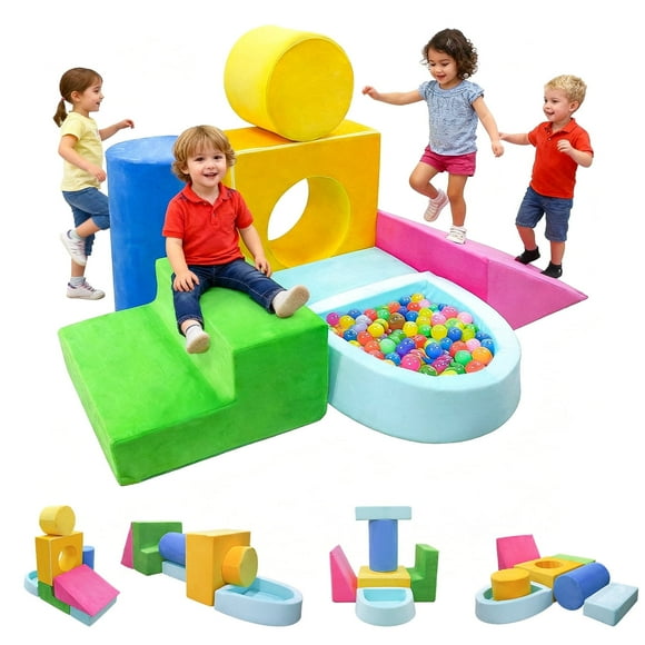 Kbun Large 7pcs Foam Climbing Blocks, Toddlers Climbing Toys for Climb, Crawl and Slide for Nursery, Living Room, Children's Room, Indoor Climb and Crawl Activity Play Set for Toddler 1-3