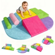 Kbun Large 8pcs Foam Climbing Blocks, Toddlers Climbing Toys for Climb, Crawl and Slide for Nursery, Living Room, Childrens Room, Indoor Climb and Crawl Activity Play Set for Toddler 1-3