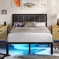 thumbnail image 1 of Kbun Full Size Bed Frame with Storage, Metal Platform Bed Frame with Upholstered Headboard, Charage Station and LED Light Strip, Under-Bed Storage, No Box Spring Needed, Easy Assembly, Gray, 1 of 9