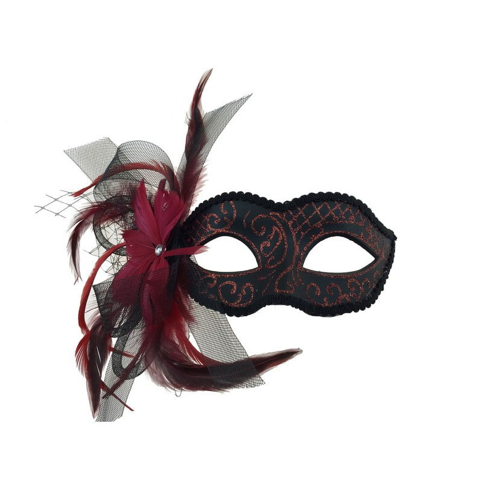 Kbw Women's feather and Veil Eye Mask, Red - Walmart.com