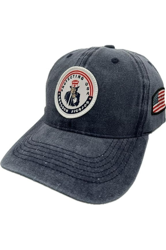 Freedom-Fighter Denim Cotton Baseball Cap, Blue, 1 Count