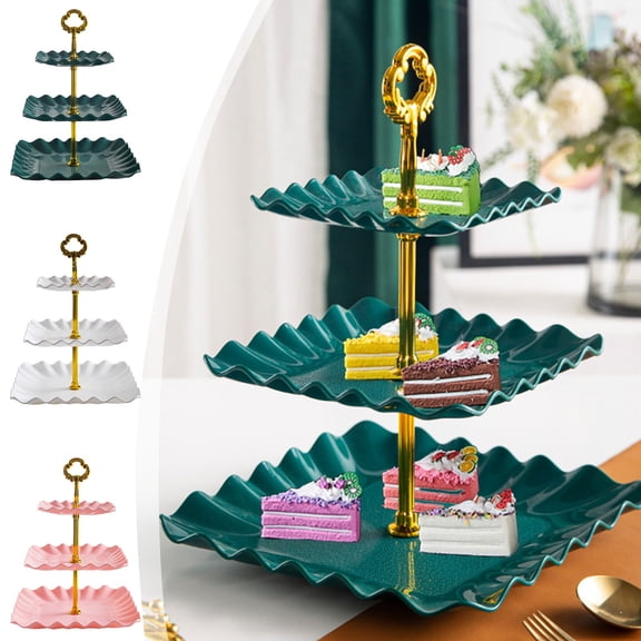 Kcavykas up to 60% off Gifts 3-Tier Fruit and Candy Tray Stand, Decorative Serving Rack for Weddings, Parties, Living Room, or Refreshment Table Weekly Price Drops & Special Offers