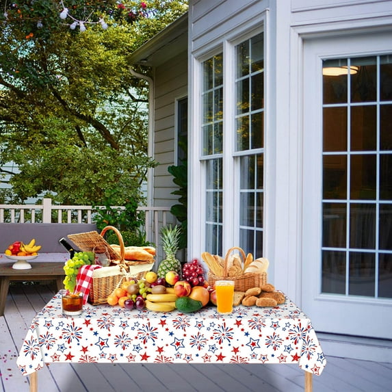 Kcavykas up to 60% off Gifts Independence Day Party Tablecloth 4th of July Disposable Party Tablecloth USA Flag Plastic Table Cover Independence Day Patriotic Decor Birthday Gift