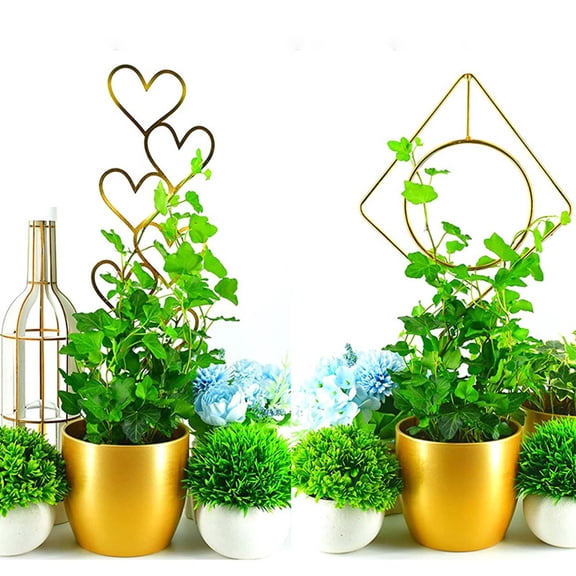 Kcavykas Gifts Iron Garden For Climbing Plants Rust-Proof Small For Indoor Potted Plants Love Round Metal Plant Support Holiday Weekly