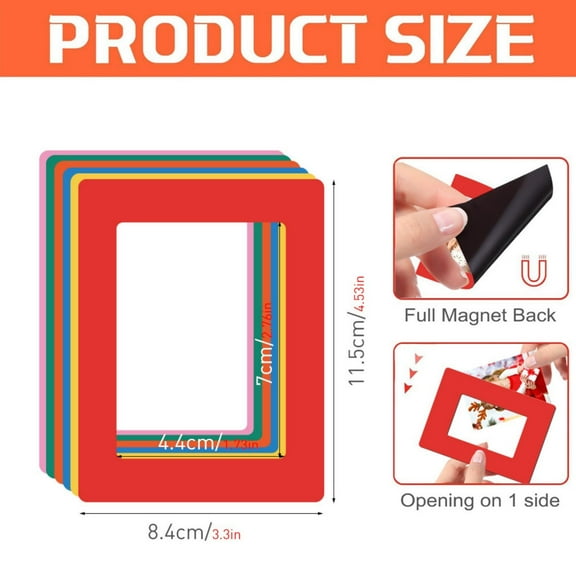 Kcavykas 6pcs Magnetic Picture Frame Fridge Magnets Children Photo Frame Punchfree Certificate Picture Household Supplies Gifts Locker Accessories Fall(Mixed Color)