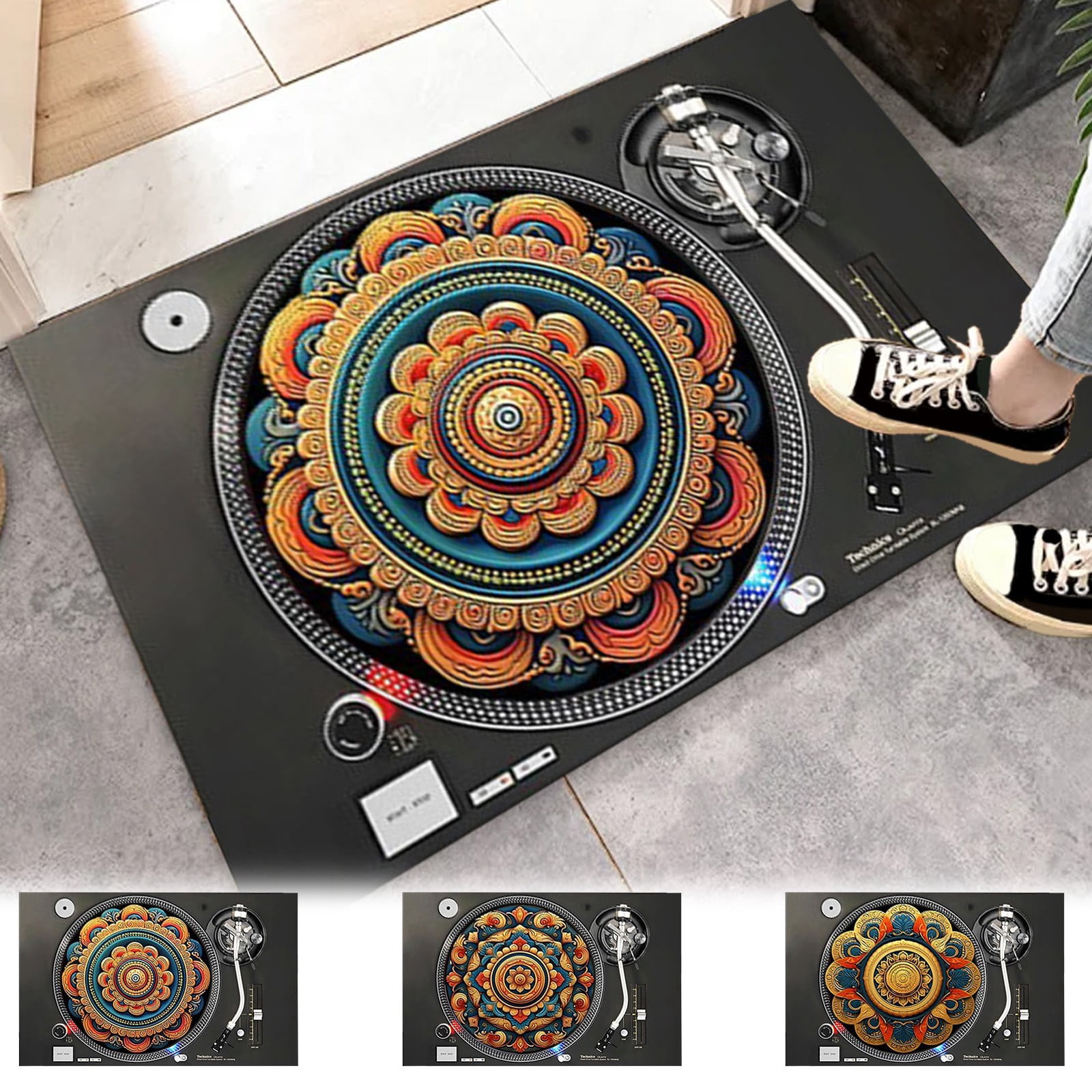 Kcavykas Anti Fatigue Mat for Standing Desk Retro Record Player Theme ...