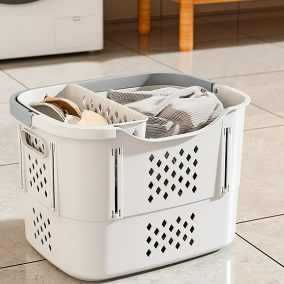 Kcavykas Baby Hamper for Nursery Folding Dirty Clothes Basket Household Large Capacity Bathroom Storage Dirty Clothes Basket Multi-layer Storage Basket With Handle