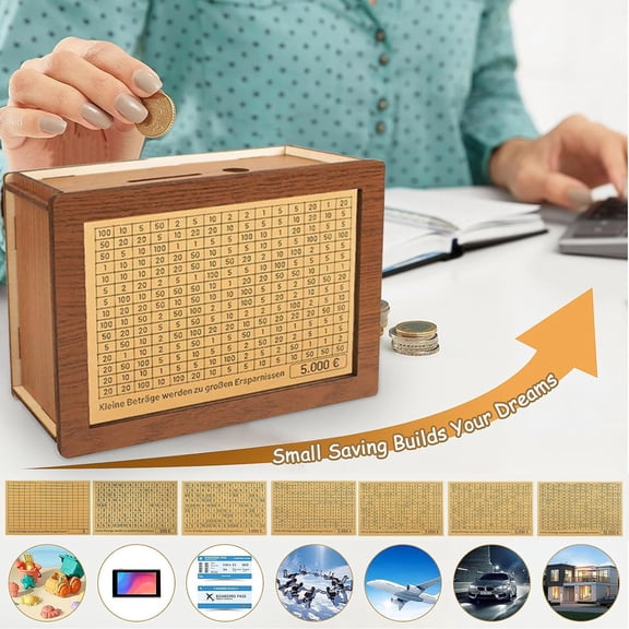 Kcavykas Bank For Adults Kids Wooden Coin Bank For Boys And Girls Adults Money Box With Counter On-trend Low Spend Christmas Gift
