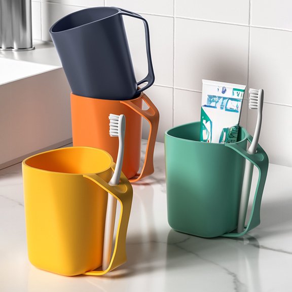 Kcavykas Bathroom Toothbrush Cup Original Kids Toothbrush & Mouthwash Cup Scandinavian Easy-Handle Multifunctional Rinse Cup High-Color Durable Holder Bathroom Essentials