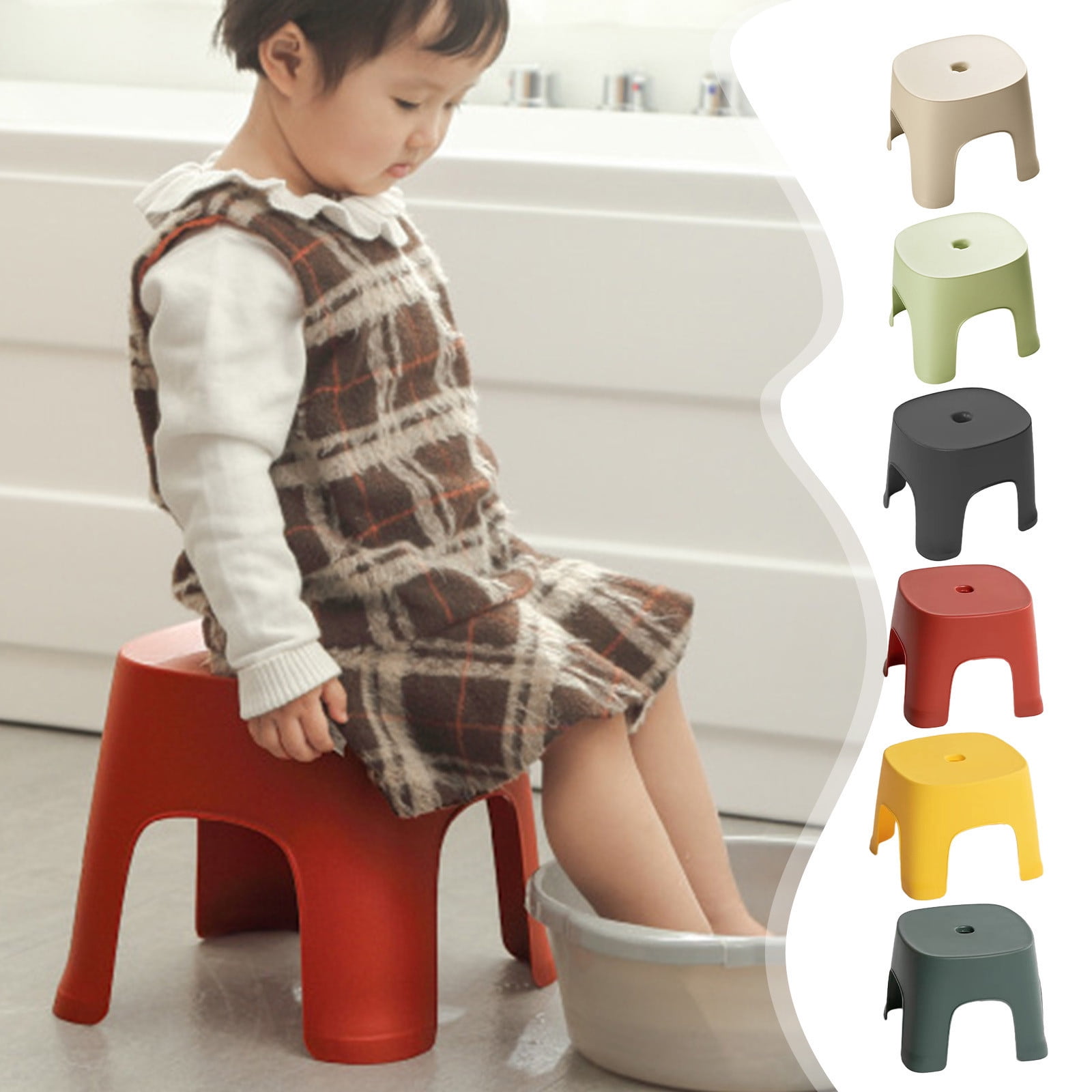 Kcavykas Children's Bathroom Stool, Thick Plastic Step Stool, Non-Slip ...