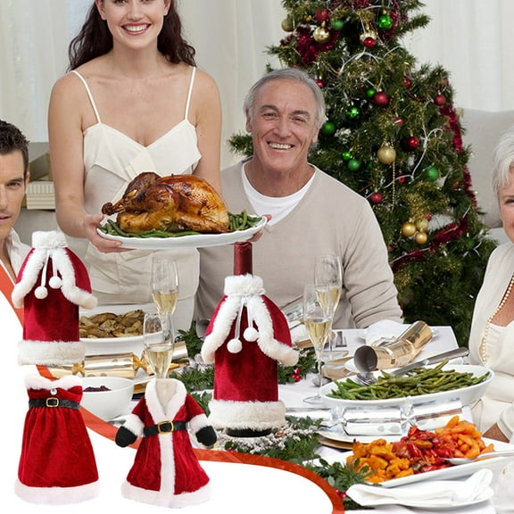 Kcavykas Christmas Holiday Gold Velvet Wine Bottle Cover Dress Elegant Wine Bottle Bag With Ribbon Bow Decorative Table Centerpiece for Home Party Dinner Table Decor Festive