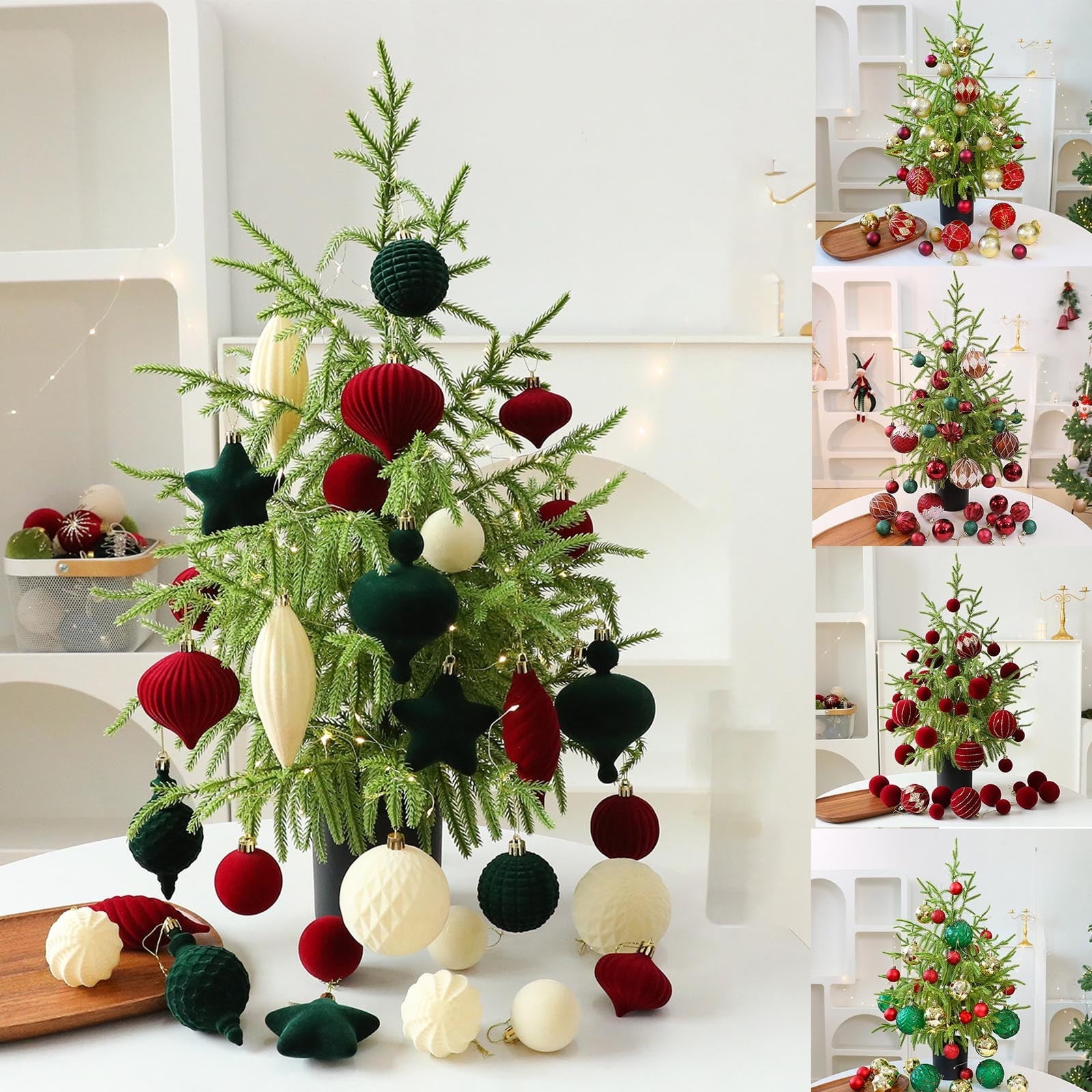 Kcavykas Christmas Lighted Mini Desktop Christmas Tree Set With LED ...