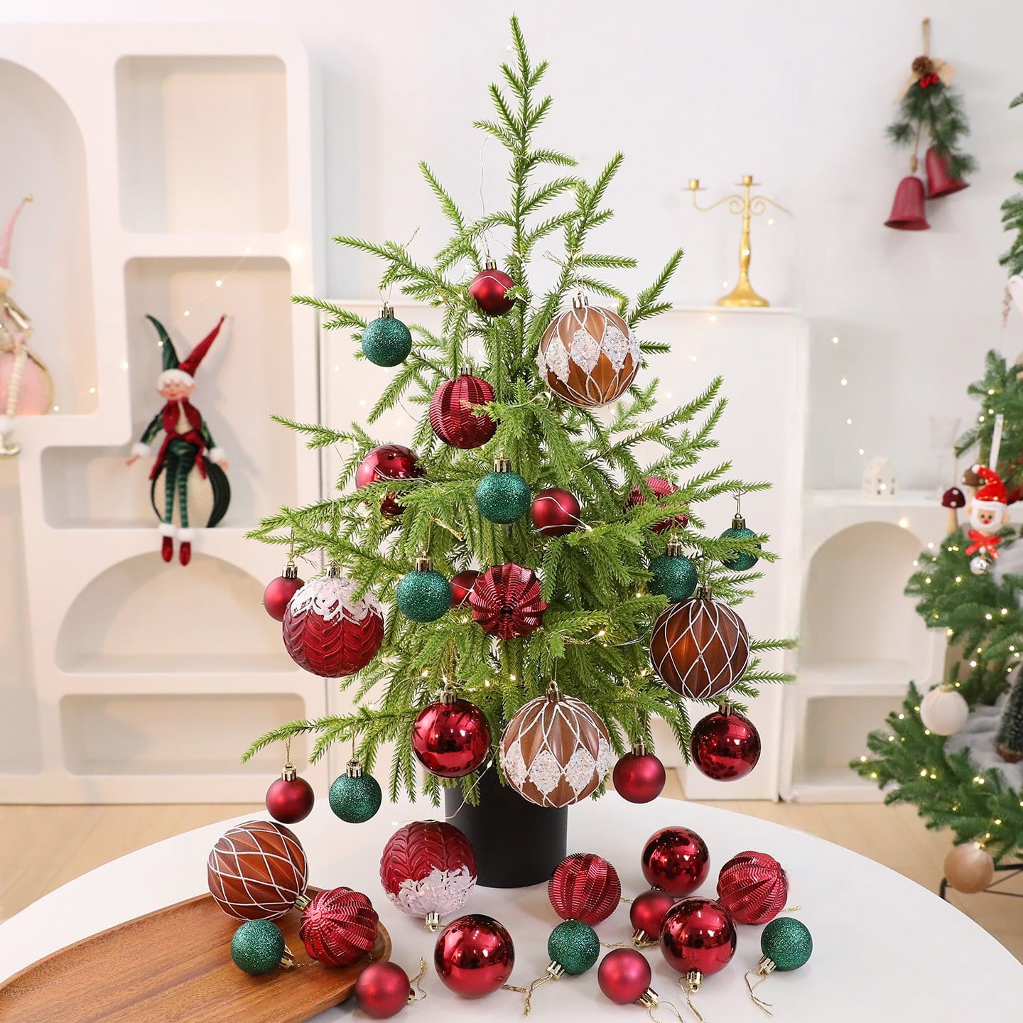 Kcavykas Christmas Lighted Mini Desktop Christmas Tree Set With LED ...