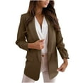 thumbnail image 1 of Kcavykas Clearance Promotion Fall Winter Womens Casual Blazer Loose Fit Open Front Suit Jackets Notched Lapel Long Sleeve Blazers Work Office Jackets Brown XL, 1 of 7