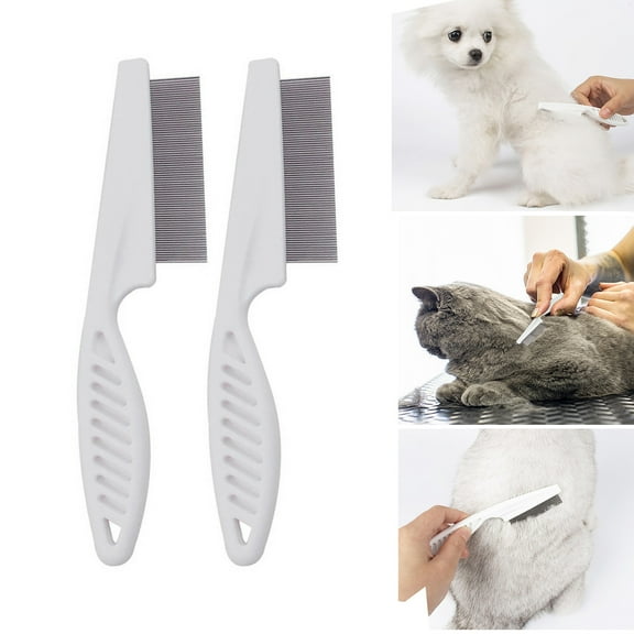 Kcavykas Convenient Cat Steam Brush 2PCS Pet Hair Grooming Comb Flea Shedding Brush Puppy Dog Stainless Comb Lightweight Cat Brushes for Indoor Cats