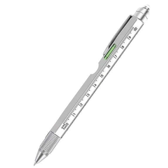 Kcavykas Cool Gadgets Multitool Pen 9-in-1 With LED Light Compact Ballpoint Screwdriver Bottle Opener Stylus Ruler Keychain 15ml Ink Gifts for Men White Elephant