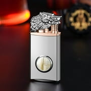 Kcavykas Cool Portable Dual Sided Ignition Lighter - Wolf Head Luminous Lighter Transparent Warehouse Double Fire Conversion Lighter Gift Box Lighters Assorted Colors Utility Lighter