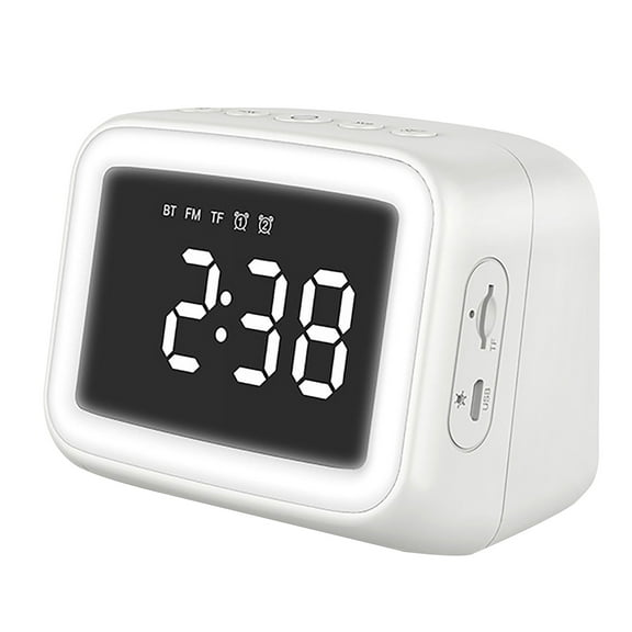 Kcavykas Durable Alarm Clock Mini Mirror Clock Alarm Clock Night Light Card FM Bluetooth Speaker Easy to Read Office Decor Adults and Children's Bedrooms
