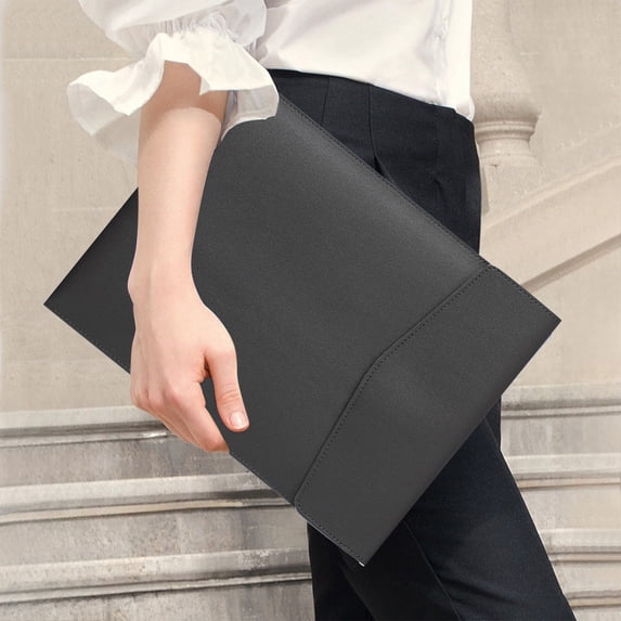Kcavykas Durable File Folder A4 Imitation Leather Business File Bag Large Capacity Storage Folder Bag Student File Bag Paper Document Organizer School Supplies