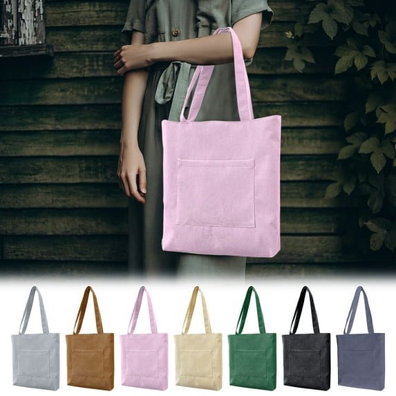 Kcavykas Fashionable Large Capacity Shopping Bag Casual Tote Bag Canvas Handbag and Retro Corduroy Student Shoulder Bag for Women for School Office Supplies Holiday