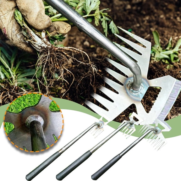 Kcavykas Garden Tools Hand Weeder Uprooting Tool Manganese Steel Manual Multifunctional Weed Remover Root Extractor Ergonomic Handle Rustproof Gardening Tool Yard Tool
