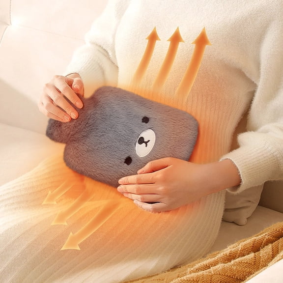 Kcavykas Gifts Hot Water Bottle Reusable Plush Hot Compress with Cute Cover, Microwavable Stomach Heat Pack for Menstrual Relief, Portable Hand Warmer and Back Pain Relief, Soft Warm Handbag