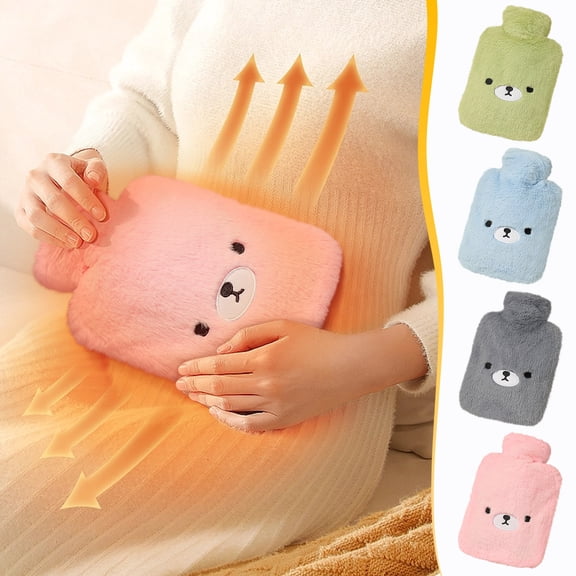 Kcavykas Hand Warmer Hot Water Bottle Reusable Plush Cover Portable Hot Compress Heat Pack for Stomach Back Menstrual Relief Microwavable Soft Warm Compress for Hands Hot Compress