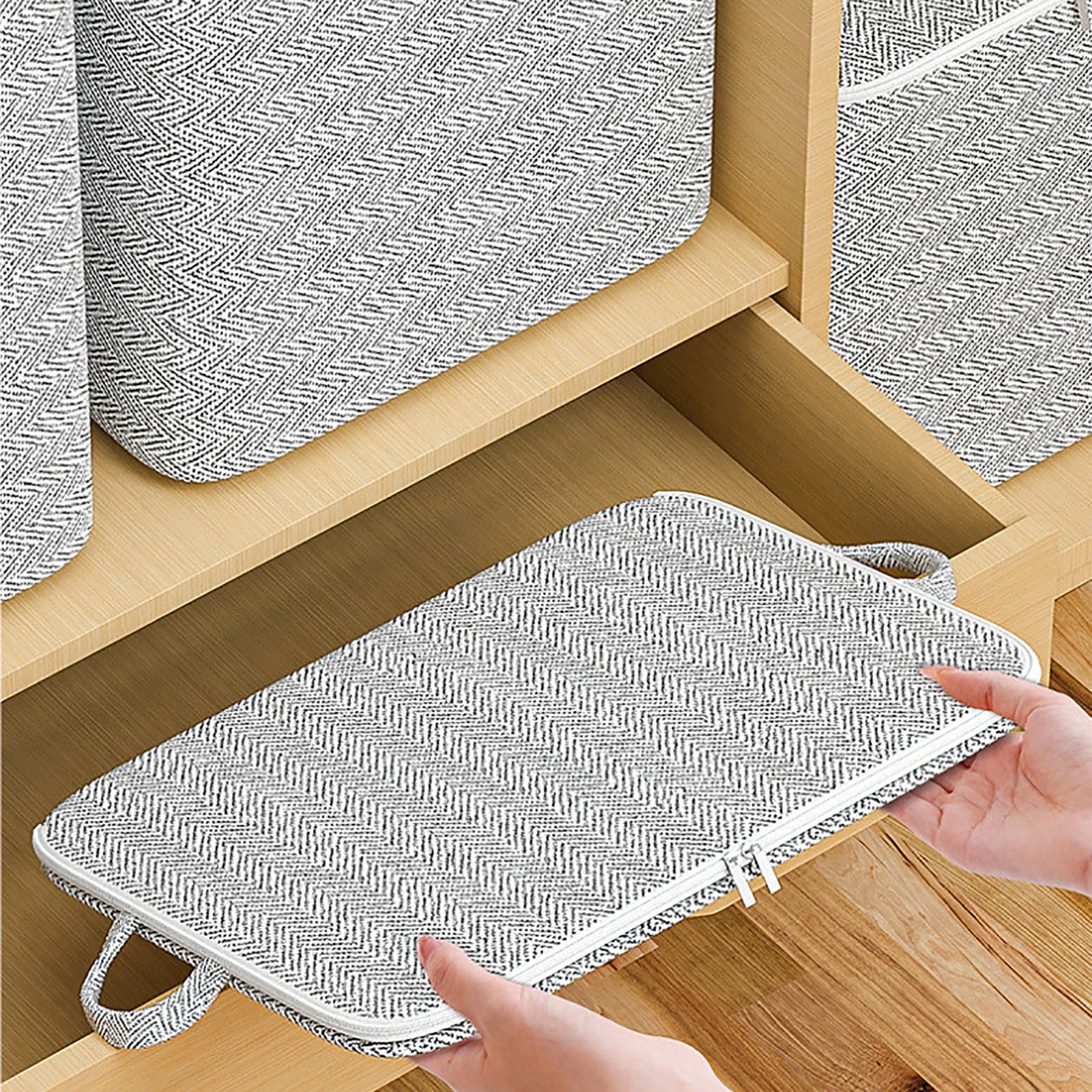 Kcavykas Lightweight Hamper Non-woven Zipper Storage Bag Moving Quilt Storage Basket Travel Large-capacity Clothing Storage Bag Stylish Storage Bins