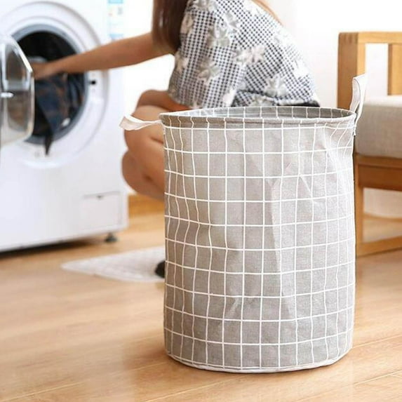 Kcavykas Lightweight Storage Boxes Canvas Laundry Clothes Basket Storage Basket Folding Storage Box Stylish Laundry Hamper Perfect for Travel,On-the-Go&Office Use