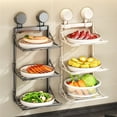 thumbnail image 1 of Kcavykas Metal Storage Rack for Kitchen Wall Mounted Kitchen Storage Racks Suction Cup Multi Layer Food Preparation Shelf No Hole Vegetable Organizer Rack Stylish Finds for Less, 1 of 7