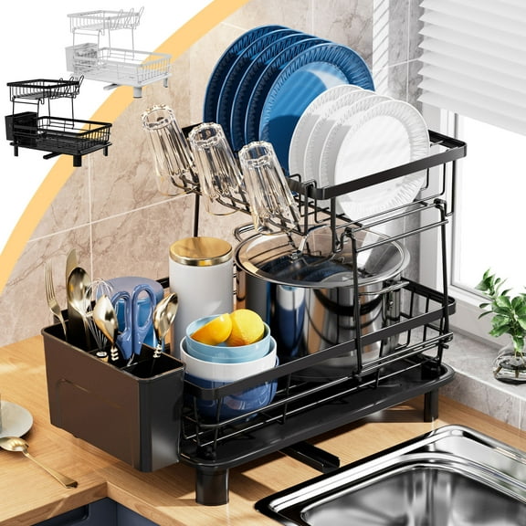 Kcavykas Pantry Shelf Organizer Kitchen Dish Drying Rack with Compartments, Countertop Storage Shelf for Chopsticks, Knives, Cups, and Utensils Trending Picks Under Budget