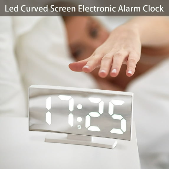 Kcavykas Portable Alarm Clock Wireless Bluetooth Stereo Clock Card Portable Mirror Small Speaker Easy to Use Operation Alarm Clocks for Bedrooms for Bedroom and Home Decoration