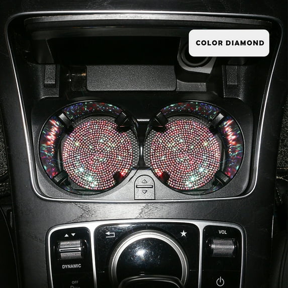 Kcavykas Portable Coasters 2PCS Car Cup Non-slip Universal Car Interior Accessories Crystal Glitter Cup Bottom Mat Stylish Dining Table