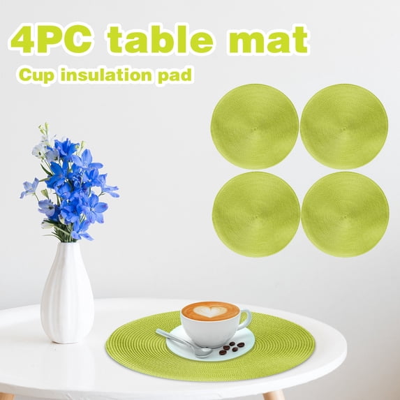 Kcavykas Portable Placemats 3PC Heat Insulation Non-slip Mat Dining Table Mat Kitchen Insulation Mat Indoor/Outdoor Dining Table Dorm Room Essentials for Girls-Green