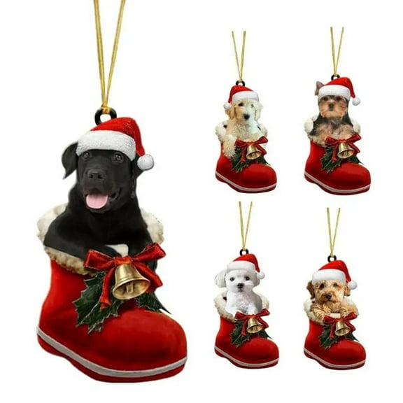 Kcavykas Christmas Ornaments Cute Dog Christmas Tree Pendant Acrylic Christmas Decoration Free Shipping Weekly