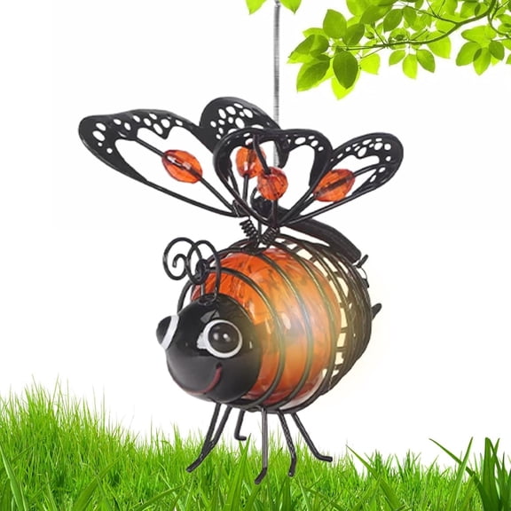 Kcavykas Solar Garden Light Solar Bee Garden Lights LED Metal Animal Decor with Hook Solar Powered Yard Lamp for Balcony Lawn Patio Outdoor Lighting
