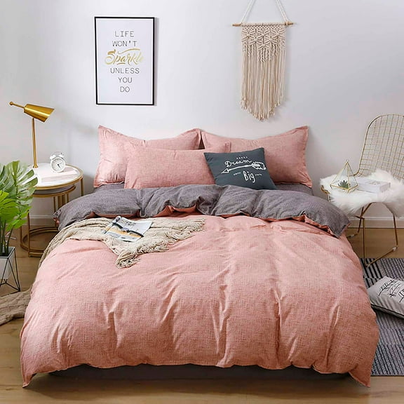 Kcavykas Summer Four-piece Plain Printed Bedding Set - Soft and Breathable with Stylish Design - Two-sided Pattern for Versatility. School Supplies Back to School Holiday