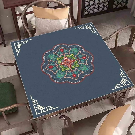 Kcavykas Table Mats Mahjong Mat Reduction Mahjongg Table Mat Mahjong Accessories Tablecloth Game Poker Domino Game Game Mat for Card Board and Tile Games 70x70cm Summer-D