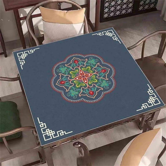 Kcavykas Table Mats Mahjong Mat Reduction Mahjongg Table Mat Mahjong Accessories Tablecloth Game Poker Domino Game Game Mat for Card Board and Tile Games 70x70cm Summer-D